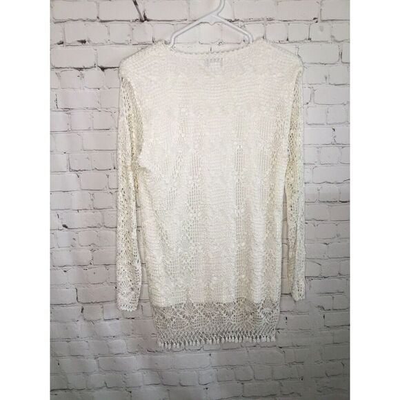 Vtg Reflections By Spiegel Missy Crochet Top White Off women’s S Pearl Beads Y2K - Picture 7 of 10